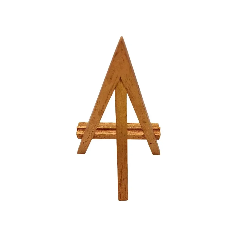 Vtg Wood Small Gold Painted Easel Display Stand Photo Art Work Holder 5.25 in